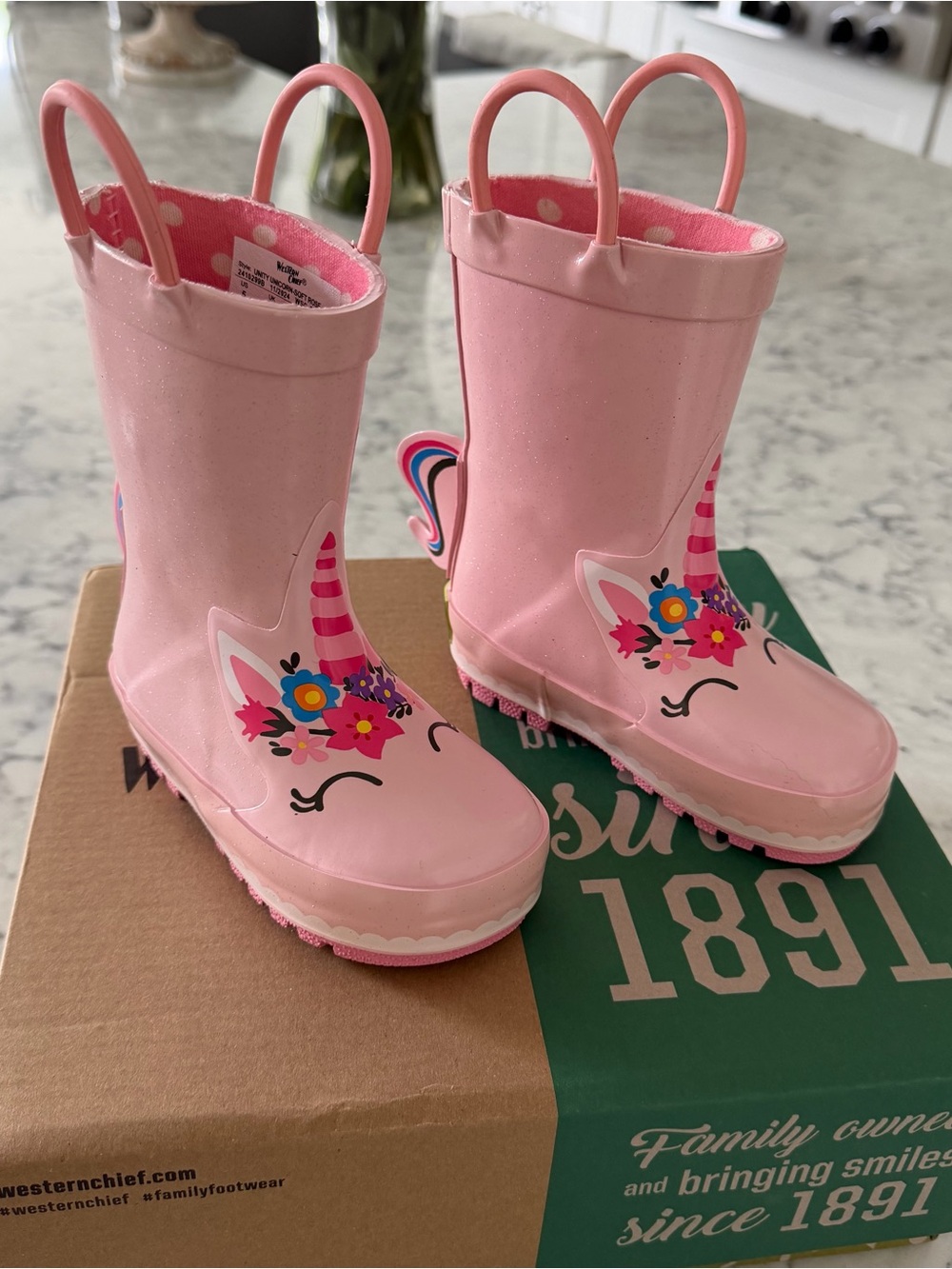Western Chief Soft Rose Unicorn Kids Rain Boots